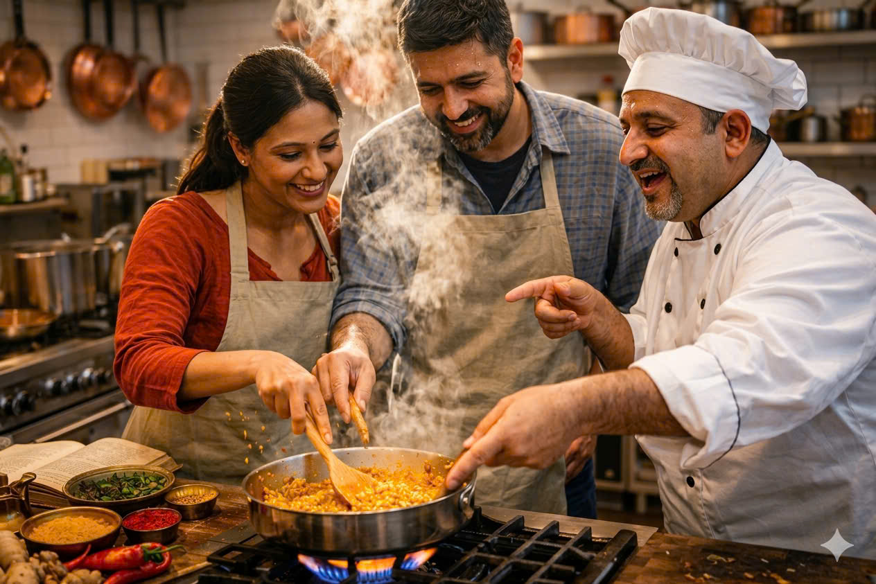Couple Enjoying Indian Cooking Experience in Ho Chi Minh City