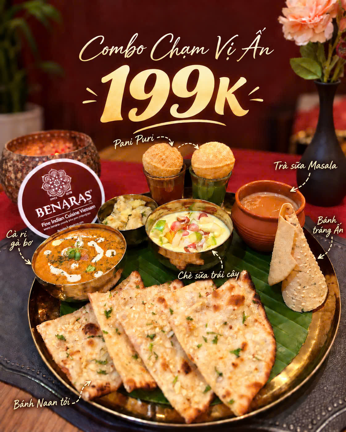 Combo 199K món Ấn Độ dễ ăn tại Benaras Rasa